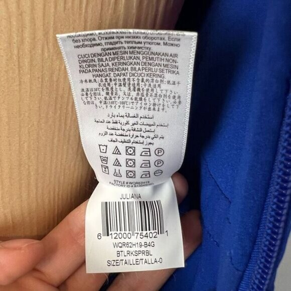 BCBG Maxazria Size 0 Blue Cutout Formal Wear Maxi Dress Gown Ruffled Swifty - Picture 13 of 15